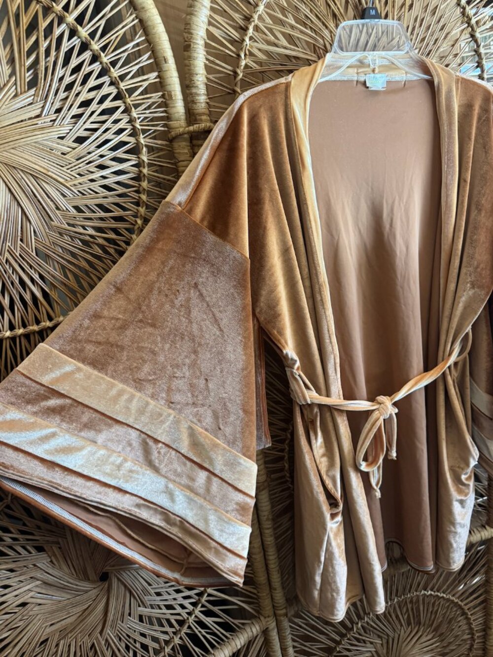 Solstice Intimates Velvet Short Robe | Peach | One Size - Picture 2 of 7
